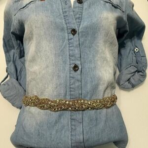 Gold chain belt with rhinestones, adjustable length #glamour